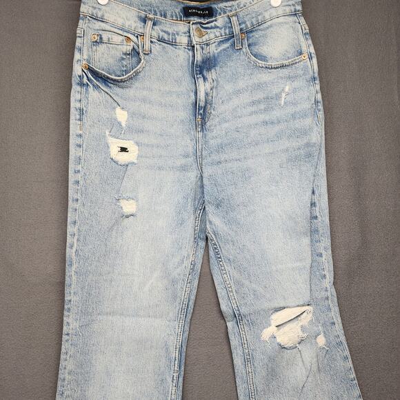 Aeropostale Jeans Women 12 High Rise Flare Blue Light Washed Distressed Western - Picture 10 of 16